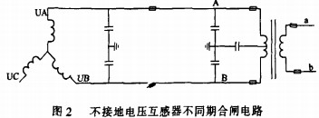 不接地電壓互感器不同期合閘電路 不接地電壓互感器不同期合閘電路